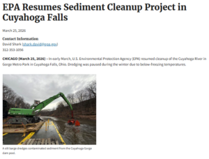 Read more about the article EPA Resumes Sediment Cleanup Project in Cuyahoga Falls